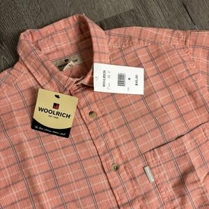 Woolrich Men's M Caffrey Cotton Orange Plaid Button Down Shirt NEW